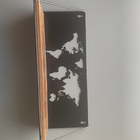 (1894) Two Wooden Shelves with atlas map cut out on metal back - Picture 5 of 10